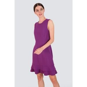 Diane‎ Von Furstenberg Jacey Purple Ruffled Office Cocktail Sheath Dress Size 8